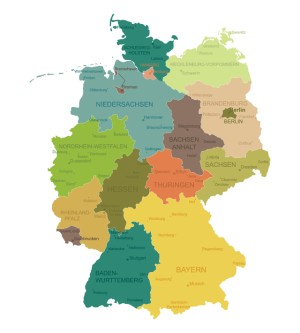 Karte von Deutschland auf der die Bundesländer eingezeichnet sind