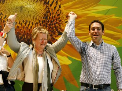 Sylvia Löhrmann, Spitzenkandidatin der Grünen, zusammen mit Arndt Klocke. Löhrmann und Klocke