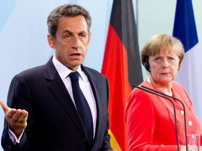 Frankreichs Präsident Sarkozy und Kanzlerin Merkel während eines Treffens Mitte Juni in Berlin. Sarkozy und Merkel