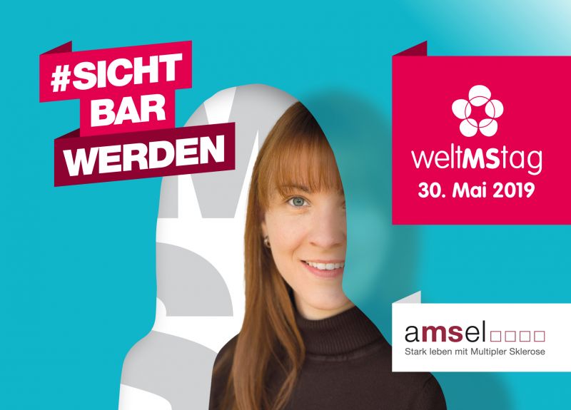Postkartenmotiv Frau zum Welt MS Tag 2019 - Motto #sichtbarwerden