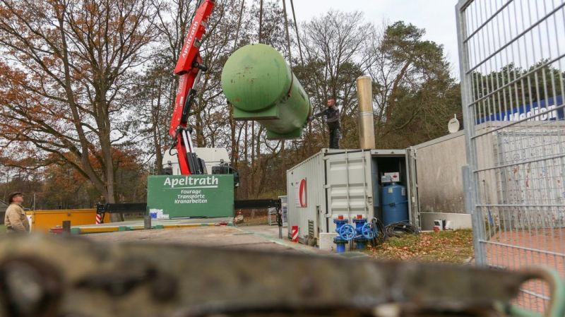 Die mobile Heizzentrale ist in einem Container untergebracht.