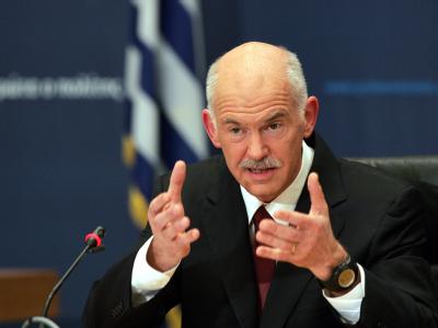 Griechenlands Regierungschef Papandreou (Archivbild) trifft Bundeskanzlerin Merkel. Griechischer Regierungschef