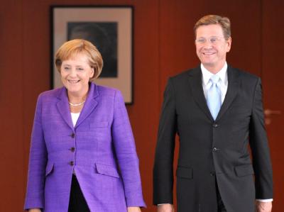 Kanzlerin und CDU-Chefin Merkel und der FDP-Vorsitzende Westerwelle. Merkel und Westerwelle