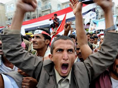 Regierungsgegner bei einer Protestveranstaltung in der Hauptstadt Sanaa. Regierungsgegner