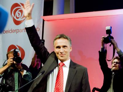 Jens Stoltenberg bei der Wahlparty seiner Partei in Oslo. Ministerpräsident Stoltenberg