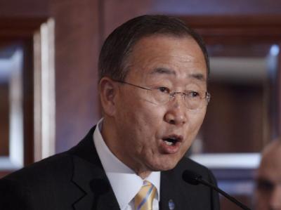 UN-Generalsekretär Ban Ki Moon, hier Mitte Januar, droht dem Regime in Damaskus Konsequenzen an. Foto: Nabil Mounzer Ban Ki Moon