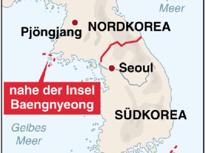 Nahe der Insel Baengnyeong ist ein südkoreanisches Kriegsschiff gesunken. Untergangsort