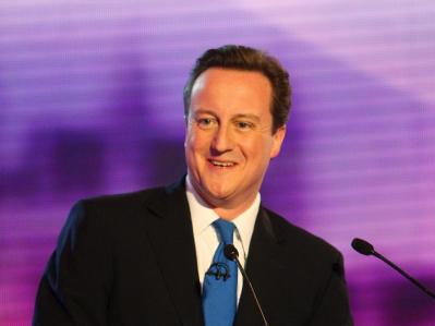 David Cameron während der dritten TV-Debatte. David Cameron