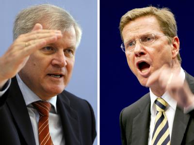 Bayerns CSU-Ministerpräsident Seehofer (l) und FDP-Chef Westerwelle. Der Ton zwischen CSU und FDP ist derzeit von Schärfe geprägt. Horst Seehofer und Guido Westerwelle