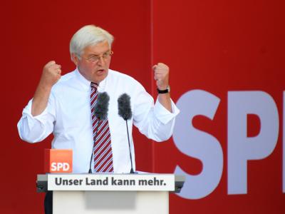 Frank-Walter Steinmeier während der Wahlkampfveranstaltung in Dresden. Steinmeier