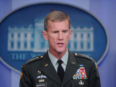 US-General McChrystal während einer Pressekonferenz zur Lage in Afghanistan. (Archivbild) US-General McChrystal