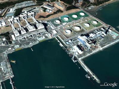 Der Betreiber Tepco überlegt, die verstrahlte Flüssigkeit aus dem AKW Fukushima Zwei (Daini) ins Meer zu leiten. Foto: Google/DigitalGlobe AKW Fukushima II (Daini)