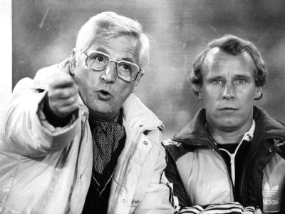 1981 betreuten Bundestrainer Jupp Derwall und Assistent Berti Voigts die DFB-Kicker. Jupp Derwall & Berti Vogts 1981