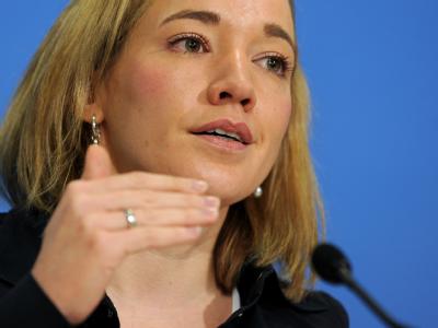Bundesfamilienministerin Kristina Schröder (CDU) bei der Pressekonferenz zum Monitor Familienleben. PK Schröder zu Monitor Familienleben