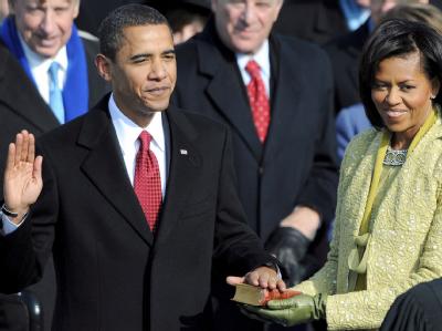 Barack Obama bei seiner Vereidigung als 44. US-Präsident am 20.01.2009 in Washington. (Archivbild) Obama Vereidigung