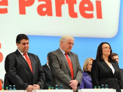 Das neue Führungstrio der SPD: Gabriel, Steinmeier und Nahles. SPD-Troika