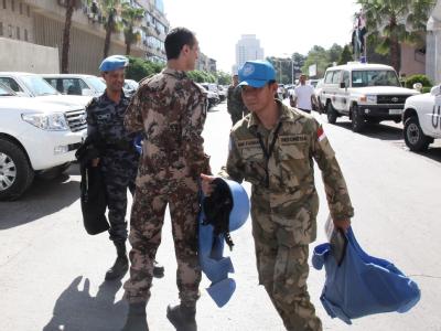 Die UN-Beobachtermission in Syrien endet am 20. Juli - ob und wie sie fortgesetzt wird, ist im UN-Sicherheitsrat umstritten. Foto: Youssef Badawi/Archiv UN-Beobachter in Syrien