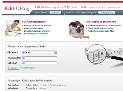 Die Internet-Jobbörse der Bundesagentur für Arbeit schützt die Daten der Arbeitssuchenden nur ungenügend. Jobbörse der Bundesagentur für Arbeit