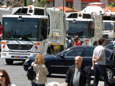 Streik der Müllabfuhr in Athen. Streik in Griechenland