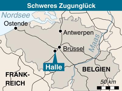 Zwischen den Bahnhöfen Buizingen und Halle am südwestlichen Brüsseler Stadtrand ereignete sich das Unglück bei Schneetreiben. Belgien