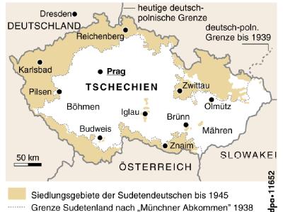 Die Benes-Dekrete schufen die Voraussetzung für die 1945 von den Alliierten im Potsdamer Abkommen gebilligte Ausweisung der deutschen Minderheit aus der Tschechoslowakei. Die Siedlungsgebiete der Sudeten