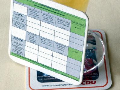 Das bislang letzte Aufsehen erregende Steuerkonzept der CDU: Steuererklärung auf dem Bierdeckel (Archiv). Steuererklärung auf dem Bierdeckel