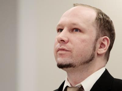 Breivik Mitte April während eines Verhandlungstages in Oslo. Foto: Hakon Mosvold Larsen Breivik