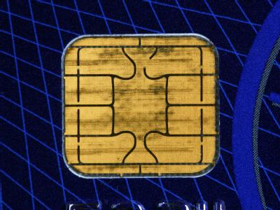 Ein Speicherchip auf einer Kreditkarte. Speicherchip
