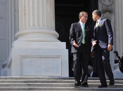 Der republikanische Präsident des US-Abgeordnetenhauses, John Boehner (l), und US-Präsident Barack Obama. John Boehner und Barack Obama
