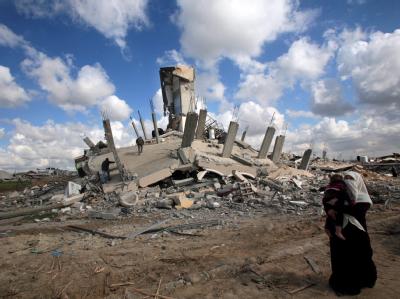 Im Dezember 2008 begann eine dreiwöchige Militäroffensive im Gazastreifen. Etwa 1400 Palästinenser wurden getötet. Zerstörte Häuser im Gazastreifen
