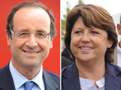 Einer von beiden wird den amtierenden Präsidenten Nicolas Sarkozy herausfordern: François Hollande und Martine Aubry. François Hollande und Martine Aubry