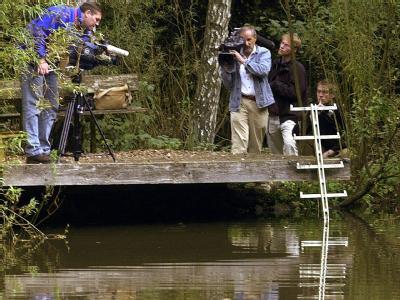 An diesem Waldsee bei Schlüchtern in Osthessen war die Leiche des Gäfgen-Opfers Jakob von Metzler gefunden worden (Archivfoto vom 02.10.2002). Fundstelle des Opfers