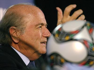 Sepp Blatter während einer Pressekonferenz zur Fußball-WM. Blatter
