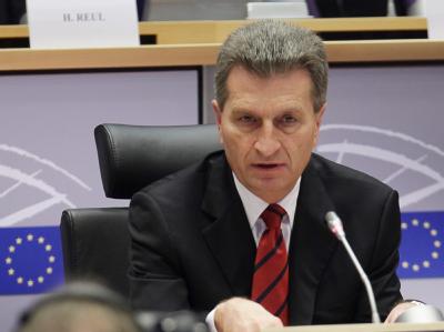 Günther Oettinger während seiner Anhörung im Europaparlament. Anhörung