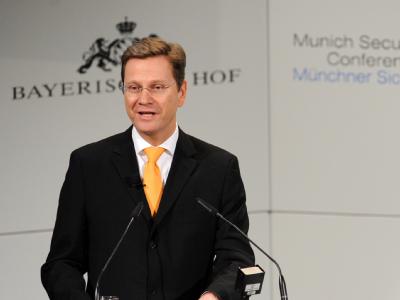 Bundesaußenminister Guido Westerwelle bei der Sicherheitskonferenz in München. Außenminister Westerwelle