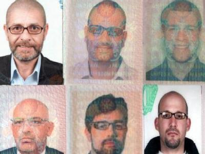 Einige der Verdächtigen im Mordfall Mahmud al-Mabhuh auf einem Fahndungsfoto der Polizei von Dubai. Verdächtige