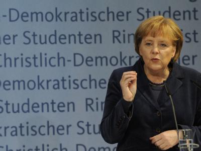 Bundeskanzlerin Merkel spricht beim Kongress des Ringes Christlich-Demokratischer Studenten in Berlin. Angela Merkel