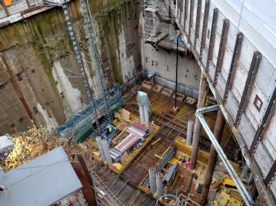 Die U-Bahn Baustelle am Heumarkt in Köln soll mit 14 500 Kubikmeter Wasser geflutet werden. U-Bahn-Baustelle Heumarkt