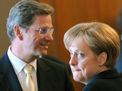 Bundeskanzlerin Merkel und Außenminister Westerwelle. Merkel und Westerwelle