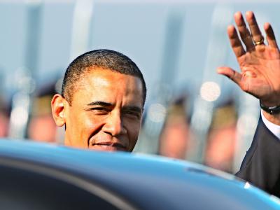US-Präsident Barack Obama bei seiner Ankunft in Prag. US-Präsident Obama