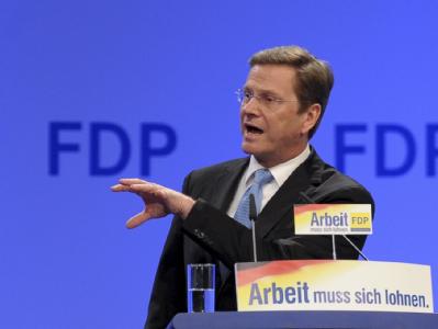 FDP-Chef Westerwelle spricht beim Bundesparteitag in Köln. Guido Westerwelle