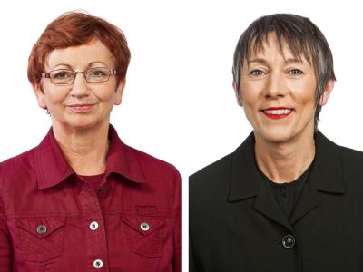 Auch die Bundestagsabgeordneten Inge Höger (l) und Annette Groth (r, beide Die Linke) nahmen an der Solidaritätsfahrt teil. Höger und Groth