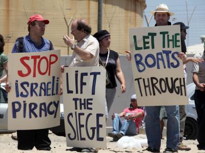 Israelis protestieren am Hafen von Ashdod, wohin die von israelischen Eliteeinheiten aufgebrachte Gaza-«Solidaritätsflotte» gebracht wurde. Israel stürmt «Solidaritätsflotte» - Demo Israel