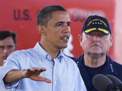 US-Präsident Barack Obama und Admiral Thad Allen von der US-Küstenwache im Krisengebiet. Obama