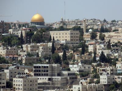 Blick auf Ostjerusalem mit der Altstadt und dem Felsendom. Jerusalem