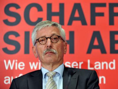 Sarrazin bei der Vorstellung seines Buches Sarrazin