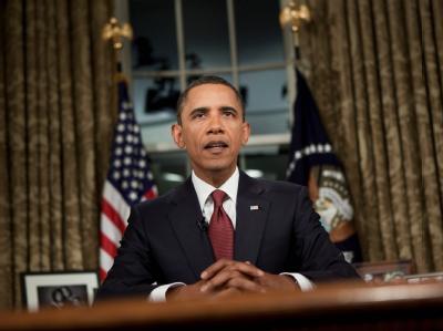 Barack Obama während seiner Rede im Oval Office. Obama-Rede