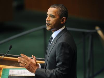 US-Präsident Barack Obama rief die arabische Welt auf, die Bemühungen der Palästinenser zu unterstützen. Obama im UN-Hauptquartier