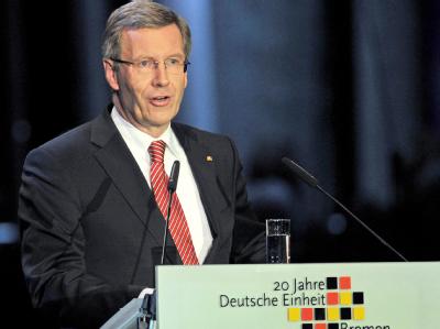 Bundespräsident Christian Wulff bei seiner Rede zum Tag der deutschen Einheit. Wulff