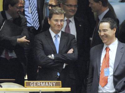 Bundesaußenminister Westerwelle erwartet das Votum der UN-Vollversammlung. Bundesaußenminister Westerwelle bei der UN